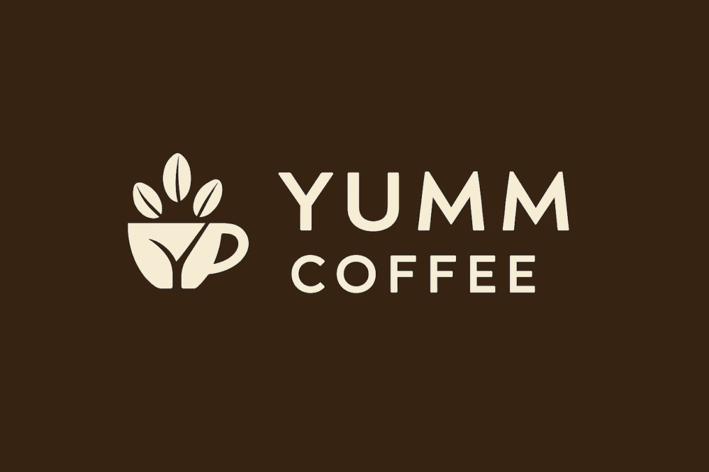 Yumm coffee light logo dark background