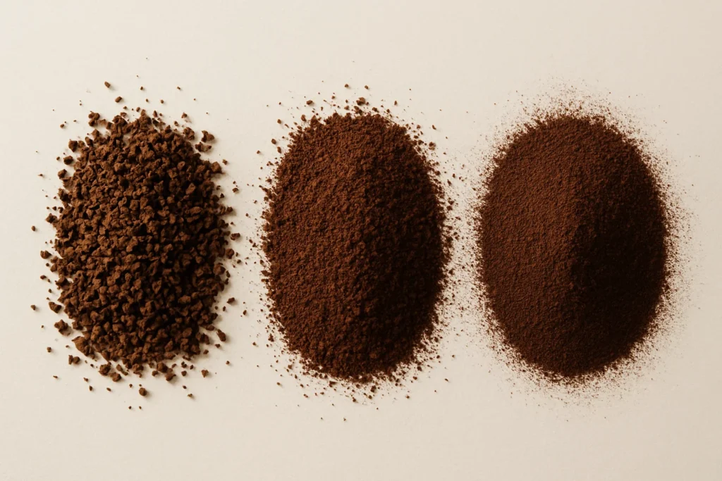 coarse medium and fine grounds side by side