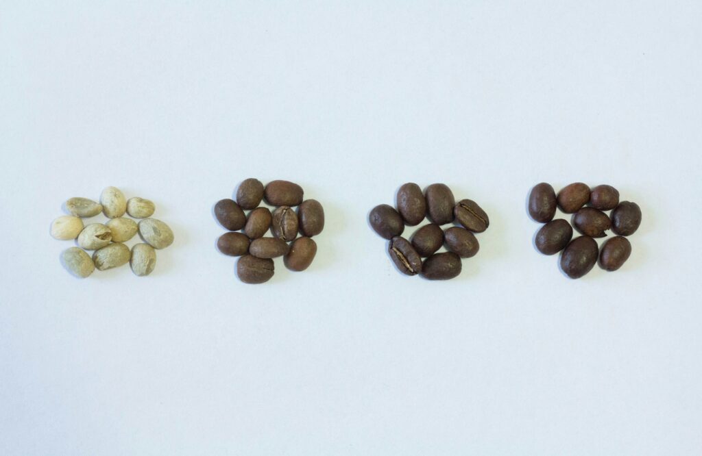 Four different types of coffee beans