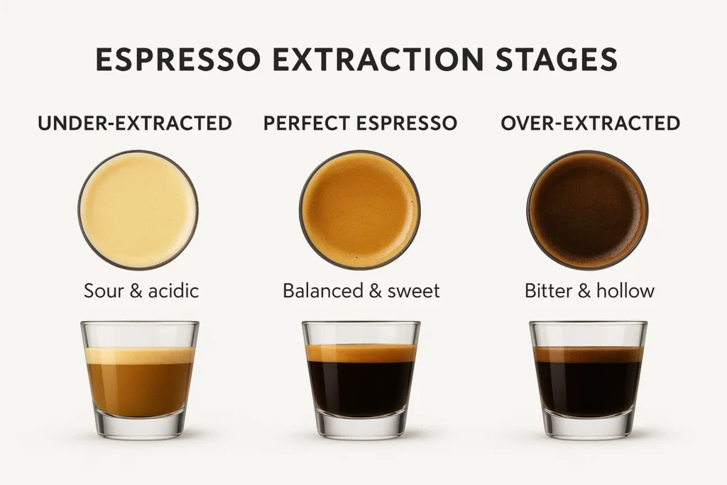 Espresso extraction stages